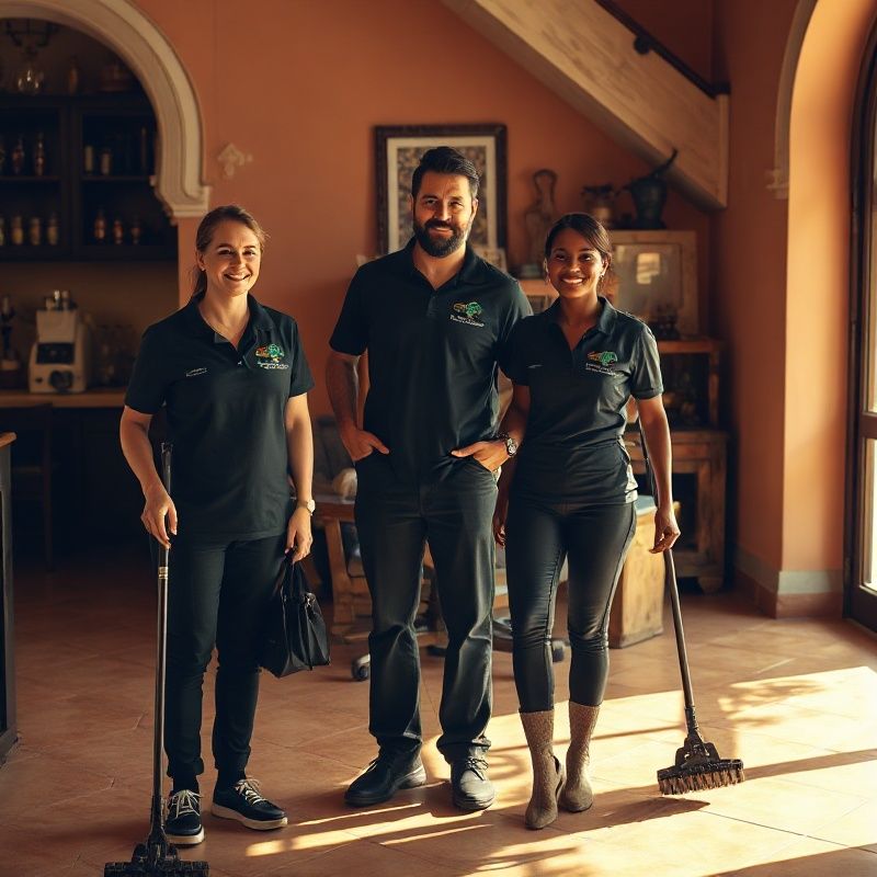 Pequeño equipo profesional de limpieza en Barcelona